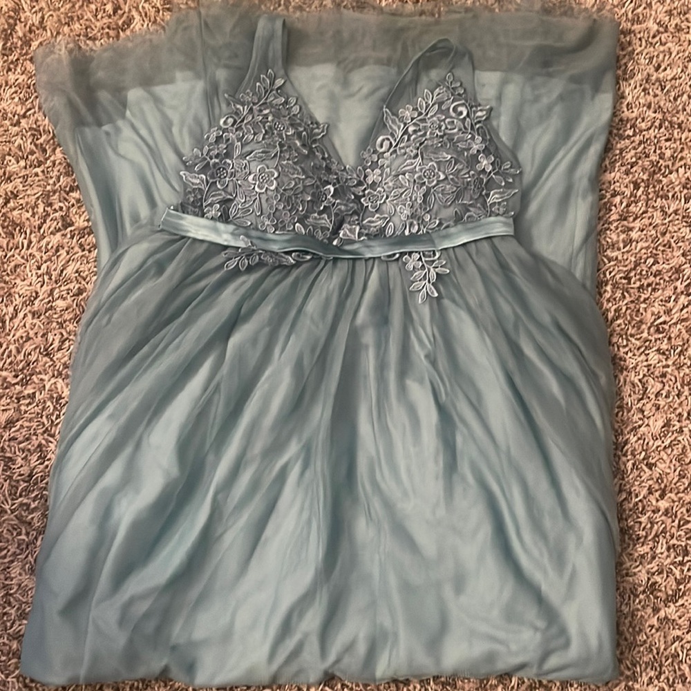 Blue Lace Maternity Dress (S)